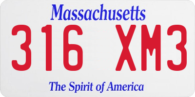 MA license plate 316XM3