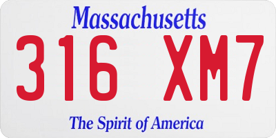 MA license plate 316XM7