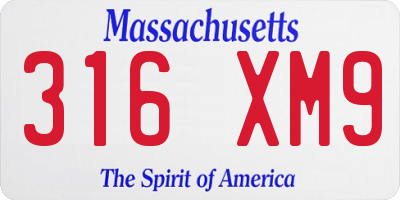 MA license plate 316XM9