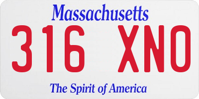 MA license plate 316XN0