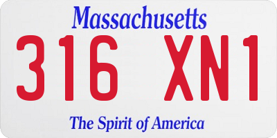 MA license plate 316XN1