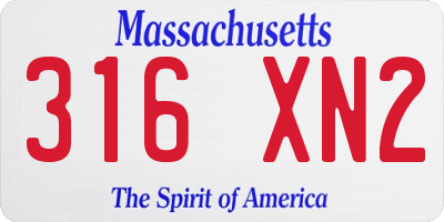 MA license plate 316XN2