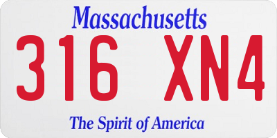 MA license plate 316XN4