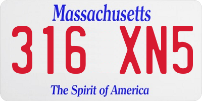 MA license plate 316XN5