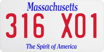 MA license plate 316XO1