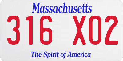 MA license plate 316XO2