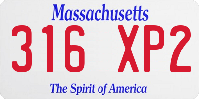 MA license plate 316XP2