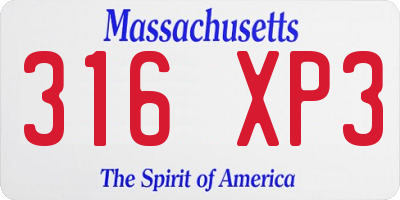 MA license plate 316XP3
