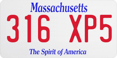 MA license plate 316XP5