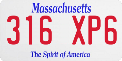 MA license plate 316XP6
