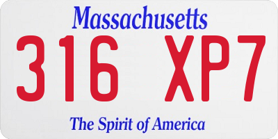 MA license plate 316XP7