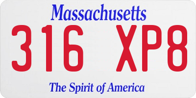 MA license plate 316XP8
