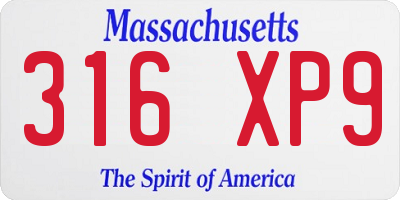 MA license plate 316XP9