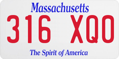 MA license plate 316XQ0