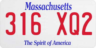 MA license plate 316XQ2