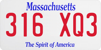 MA license plate 316XQ3