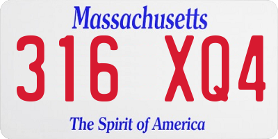MA license plate 316XQ4