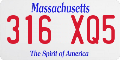 MA license plate 316XQ5