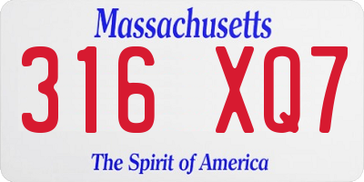 MA license plate 316XQ7