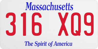 MA license plate 316XQ9