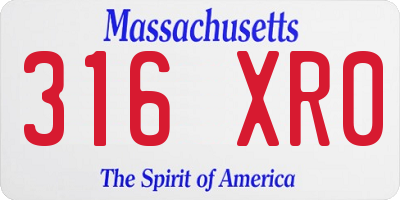 MA license plate 316XR0