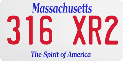 MA license plate 316XR2