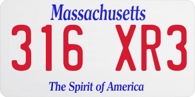 MA license plate 316XR3