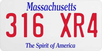 MA license plate 316XR4