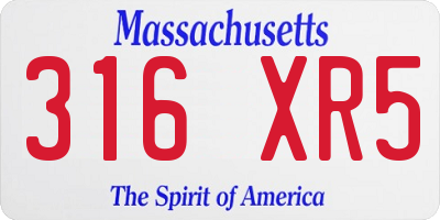 MA license plate 316XR5