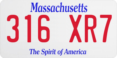 MA license plate 316XR7