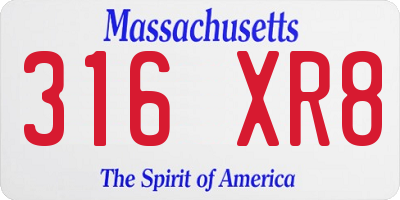MA license plate 316XR8