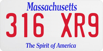 MA license plate 316XR9