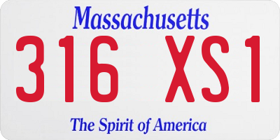 MA license plate 316XS1