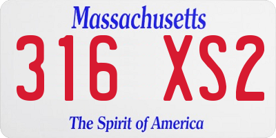 MA license plate 316XS2