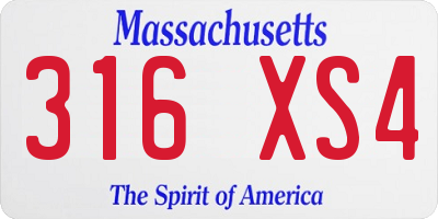 MA license plate 316XS4