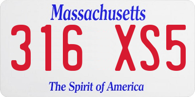 MA license plate 316XS5