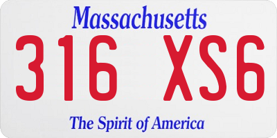 MA license plate 316XS6