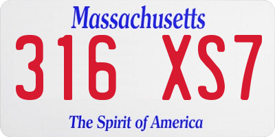 MA license plate 316XS7