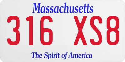 MA license plate 316XS8