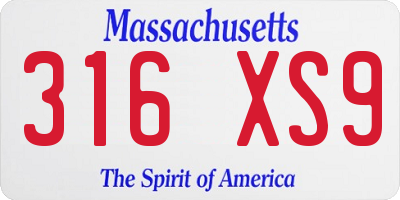 MA license plate 316XS9