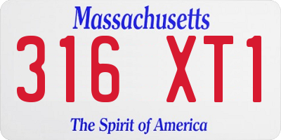 MA license plate 316XT1