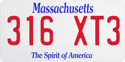 MA license plate 316XT3