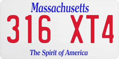 MA license plate 316XT4