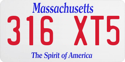 MA license plate 316XT5