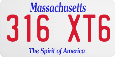 MA license plate 316XT6