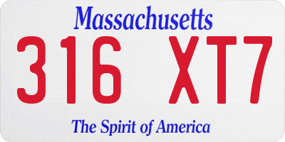 MA license plate 316XT7