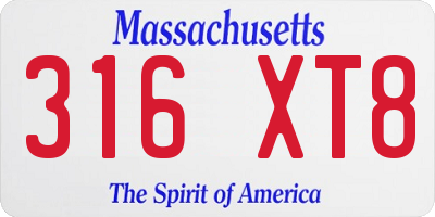 MA license plate 316XT8