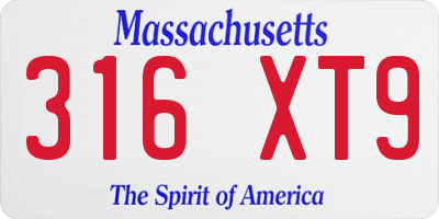 MA license plate 316XT9