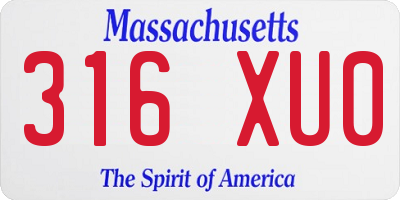 MA license plate 316XU0