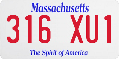 MA license plate 316XU1